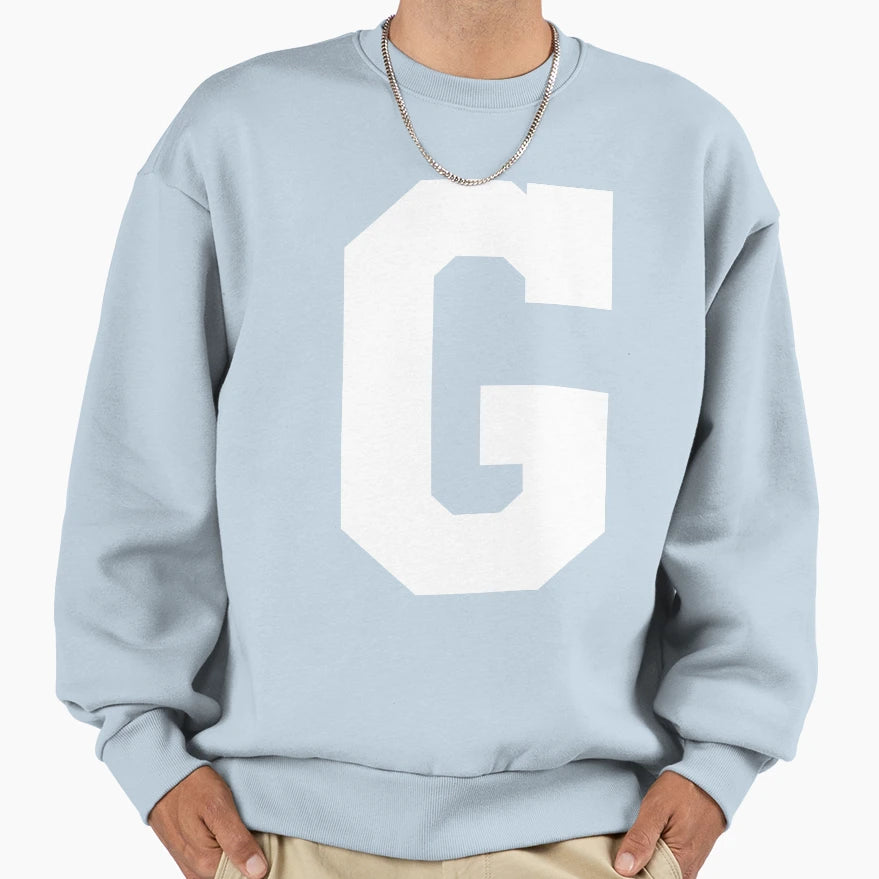 Alphabet White G Sports Letter G Sweatshirt - Unique Graphic for Adults - T-Shirt, Sweatshirt, Hoodie