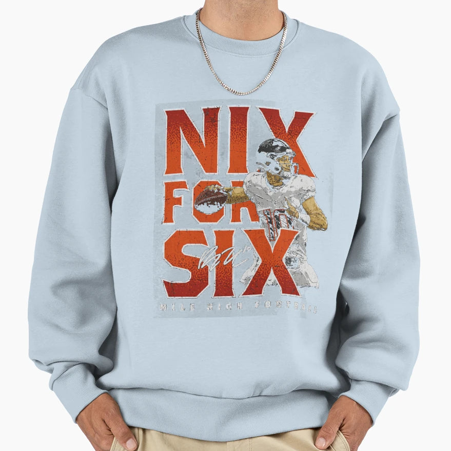 Bo Nix Denver Nix Six Sweatshirt - Minimalist Print for Adults - T-Shirt, Sweatshirt, Hoodie