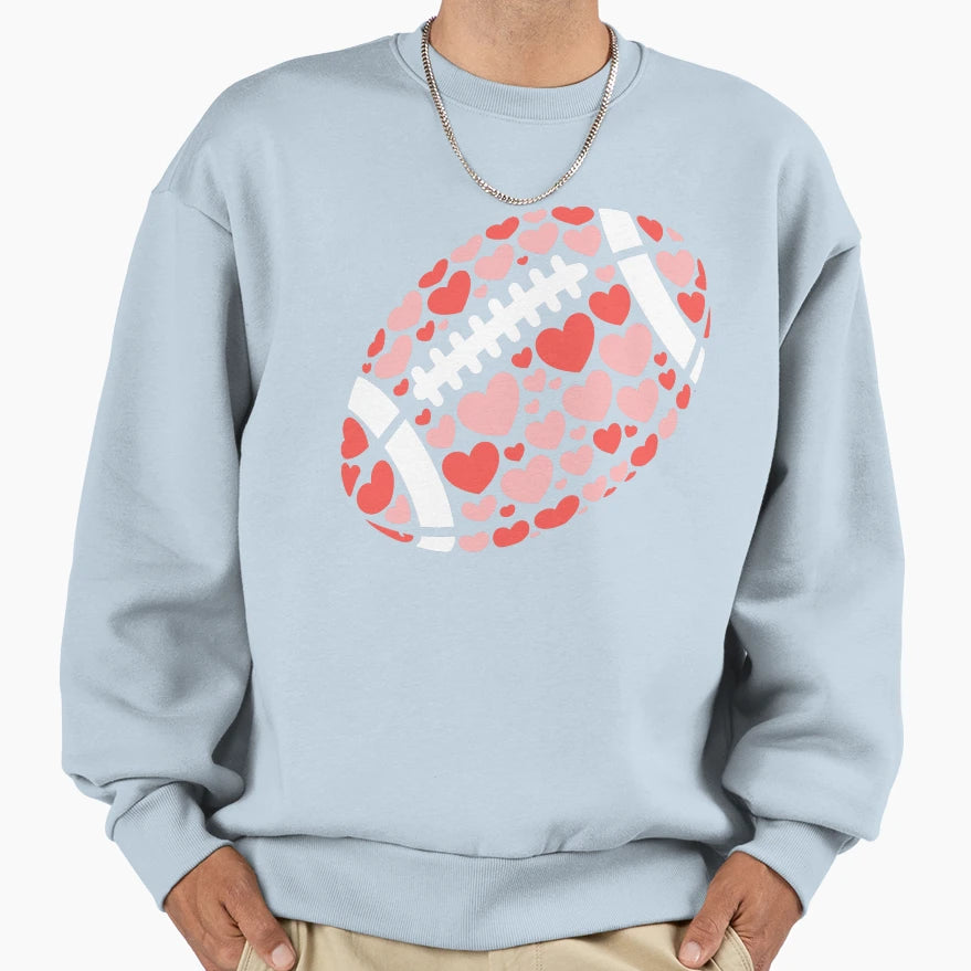 Heart Patterned Football Sweatshirt - Graphic Print for Adults - T-Shirt, Sweatshirt, Hoodie