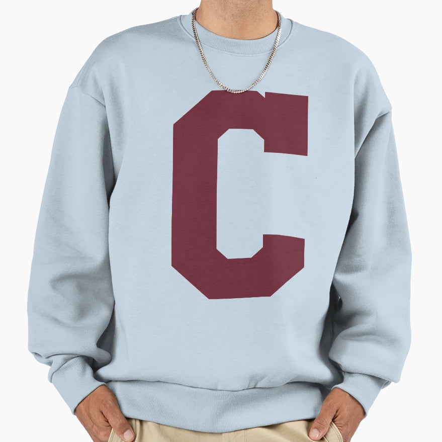 Alphabet Maroon C Sports Letter C Sweatshirt - Trendy Graphic for Adults - T-Shirt, Sweatshirt, Hoodie