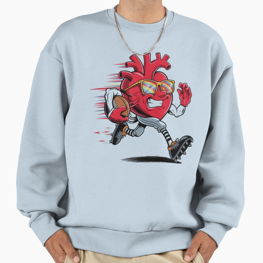 Valentines Day Heart Quarterback Sweatshirt - Fun Novelty Design Men Women - T-Shirt, Sweatshirt, Hoodie