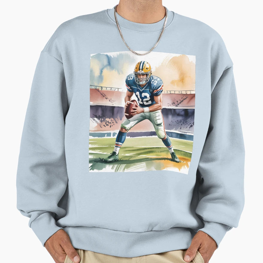 Watercolor Football Player Sweatshirt - Streetwear Style Unisex - T-Shirt, Sweatshirt, Hoodie