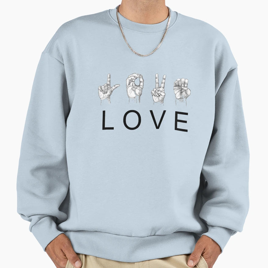 Love Sign Asl Sweatshirt - Graphic Print for Adults - T-Shirt, Sweatshirt, Hoodie
