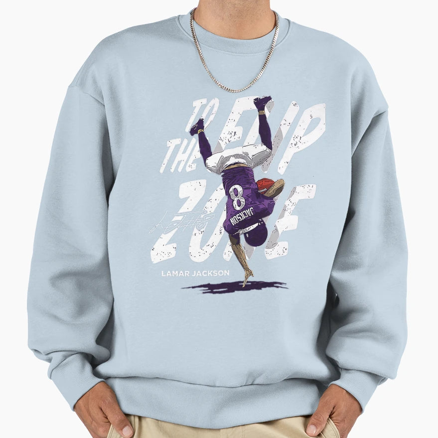 Lamar Baltimore Flip Zone Sweatshirt - Trendy Graphic Unisex - T-Shirt, Sweatshirt, Hoodie