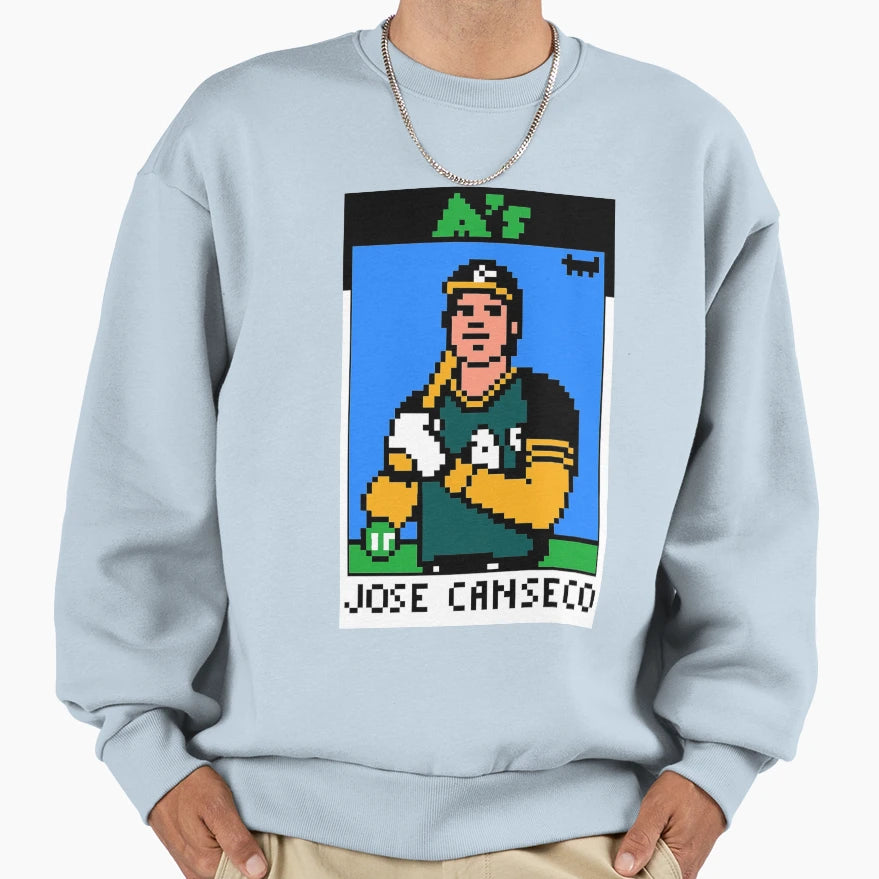 Jos Canseco 8 Bit Baseball Card Sweatshirt - Trendy Graphic Men Women - T-Shirt, Sweatshirt, Hoodie