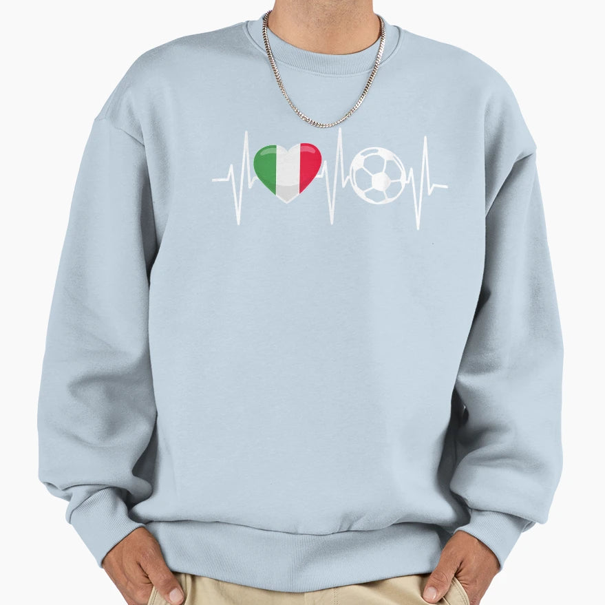 Italy Soccer Funny Soccer Fan Heartbeat T-Shirt - Streetwear Style Unisex - T-Shirt, Sweatshirt, Hoodie