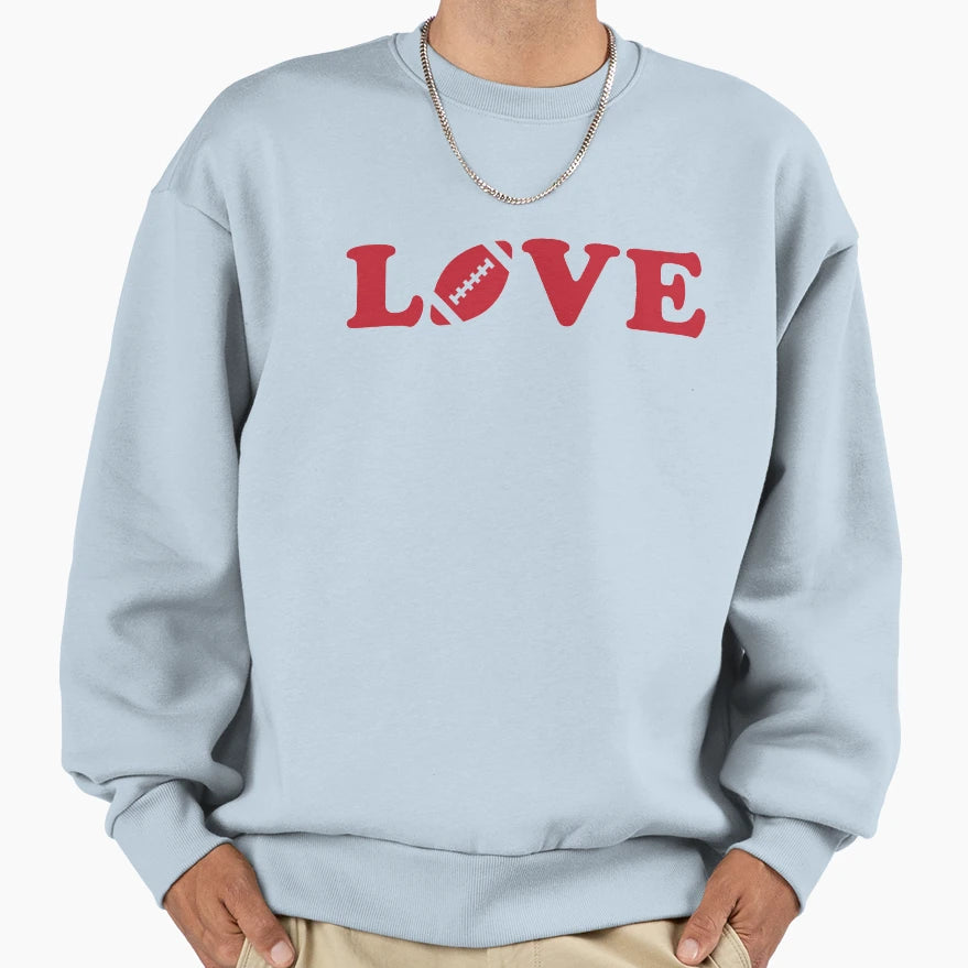 I Love Football Red Sweatshirt - Casual Everyday Wear Unisex - T-Shirt, Sweatshirt, Hoodie