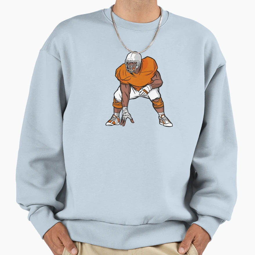 Orange White Football Player Sweatshirt - Unique Graphic Men Women - T-Shirt, Sweatshirt, Hoodie