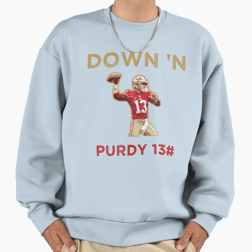 Down N Purdy 13 BP American Football Sweatshirt - Graphic Print Unisex - T-Shirt, Sweatshirt, Hoodie