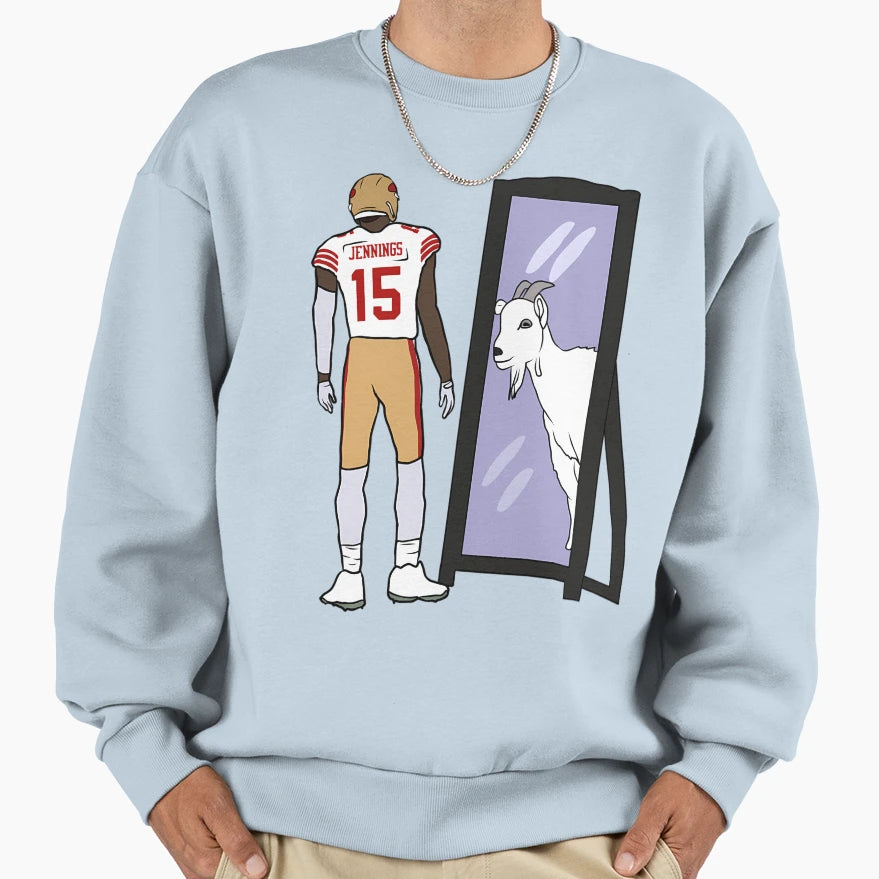 Jauan Jennings Mirror Goat Sweatshirt - Minimalist Print for Adults - T-Shirt, Sweatshirt, Hoodie