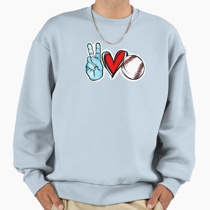Peace Love Baseball Sweatshirt - Aesthetic Graphic Unisex - T-Shirt, Sweatshirt, Hoodie