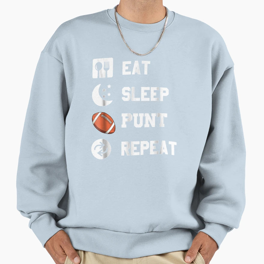 Eat Sleep Punt Repeat Player Sweatshirt - Aesthetic Graphic for Adults - T-Shirt, Sweatshirt, Hoodie