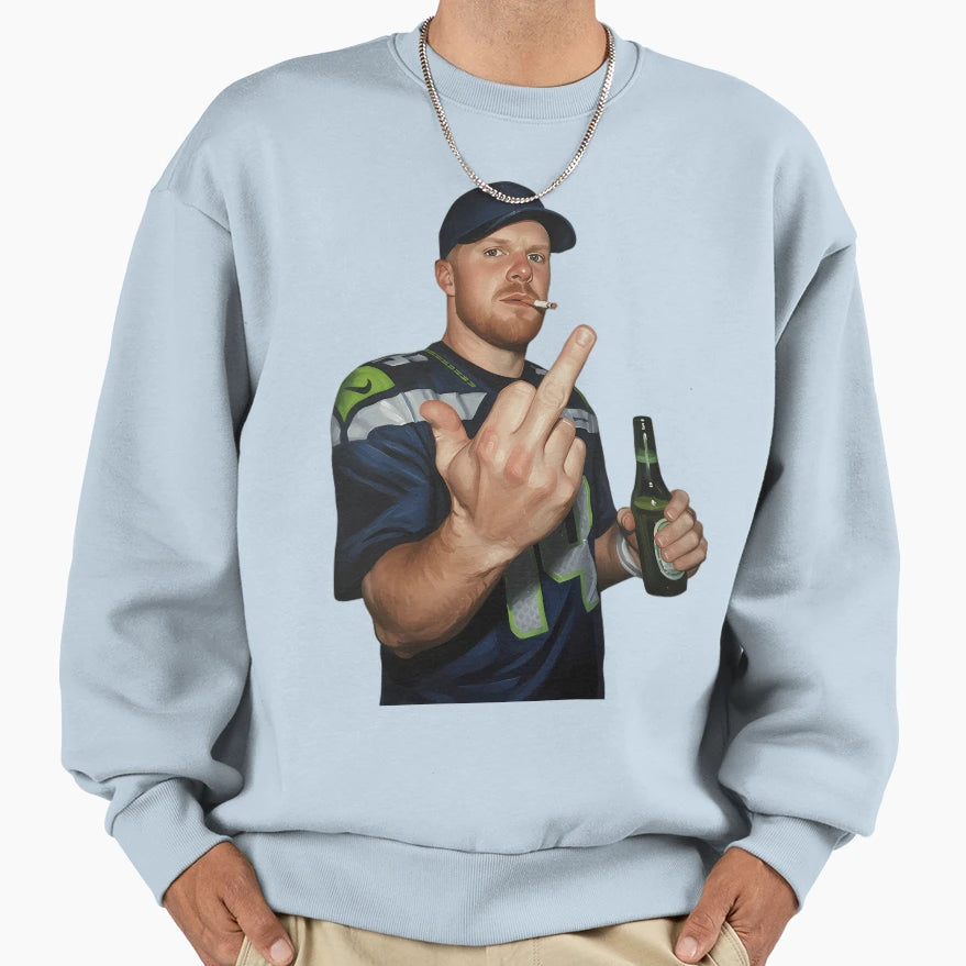 Meme Sam Darnold Middle Finge Black Sweatshirt - Streetwear Style Unisex - T-Shirt, Sweatshirt, Hoodie