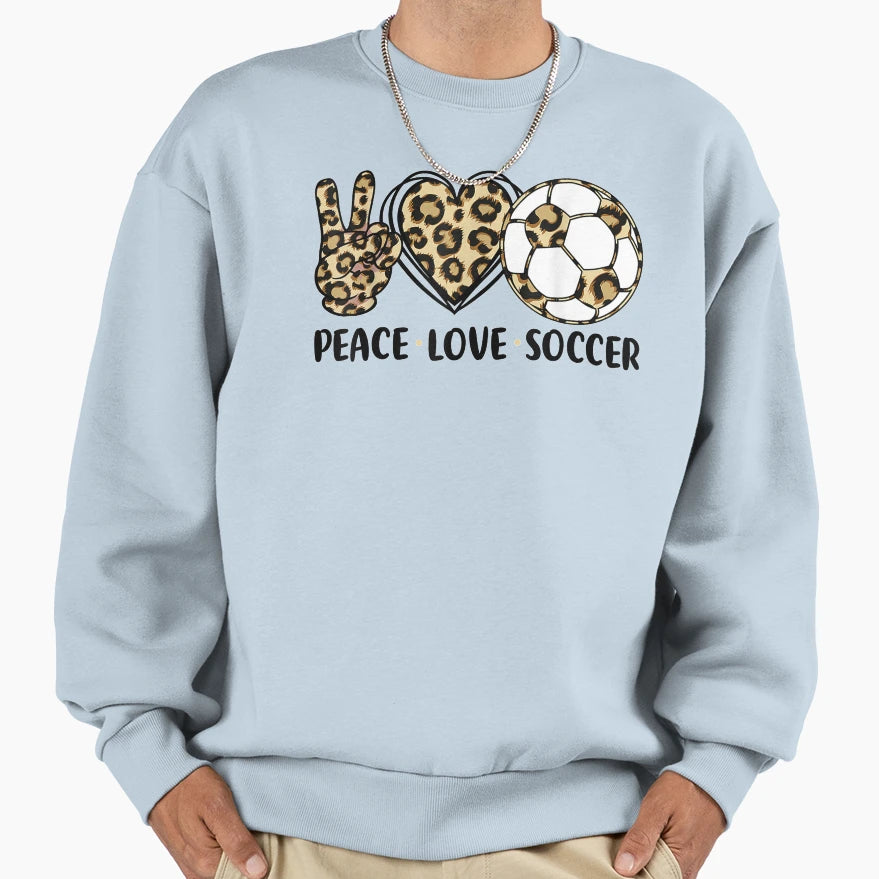 Leopard Peace Love Soccer Shirts Teen T-Shirt - Minimalist Print Men Women - T-Shirt, Sweatshirt, Hoodie