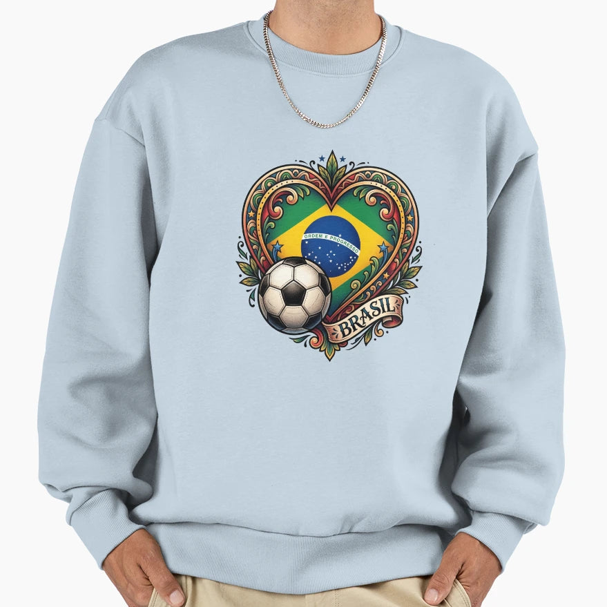 Brazil Heart Neo Traditional Sweatshirt - Fun Novelty Design for Adults - T-Shirt, Sweatshirt, Hoodie