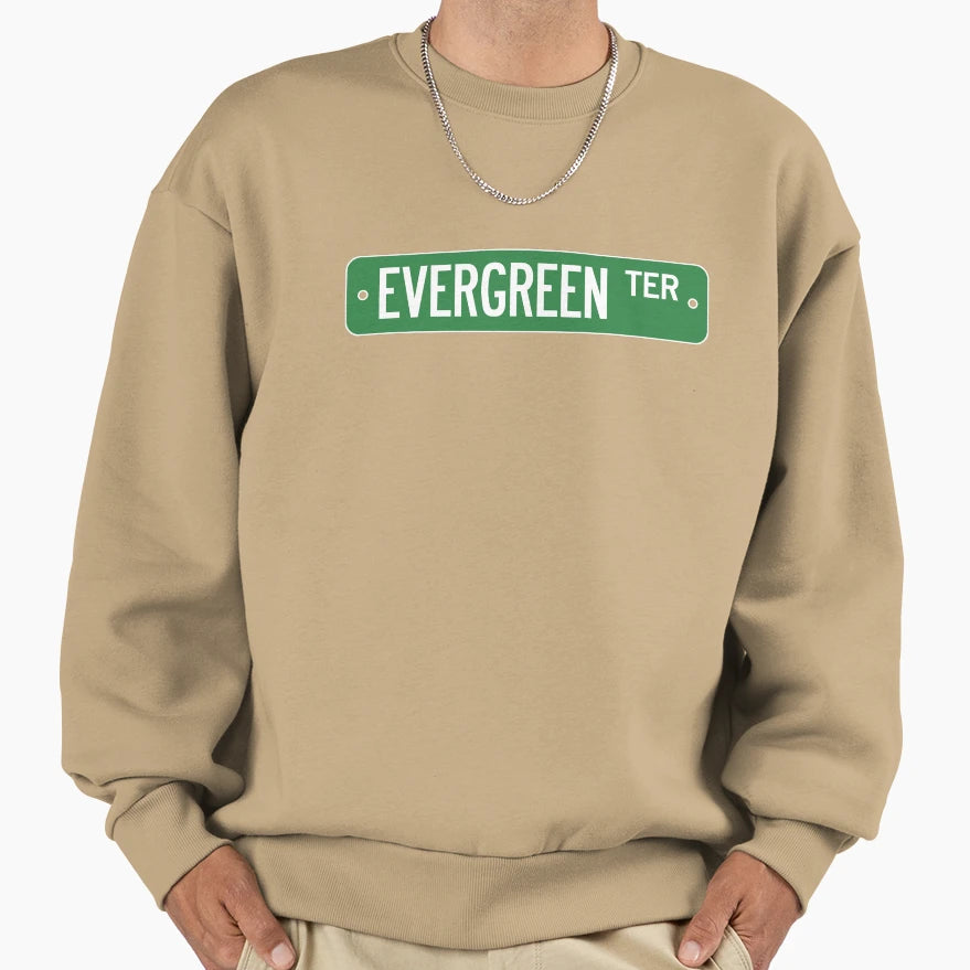 Evergreen Terrace Street Sign Sweatshirt - Unique Graphic for Adults - T-Shirt, Sweatshirt, Hoodie