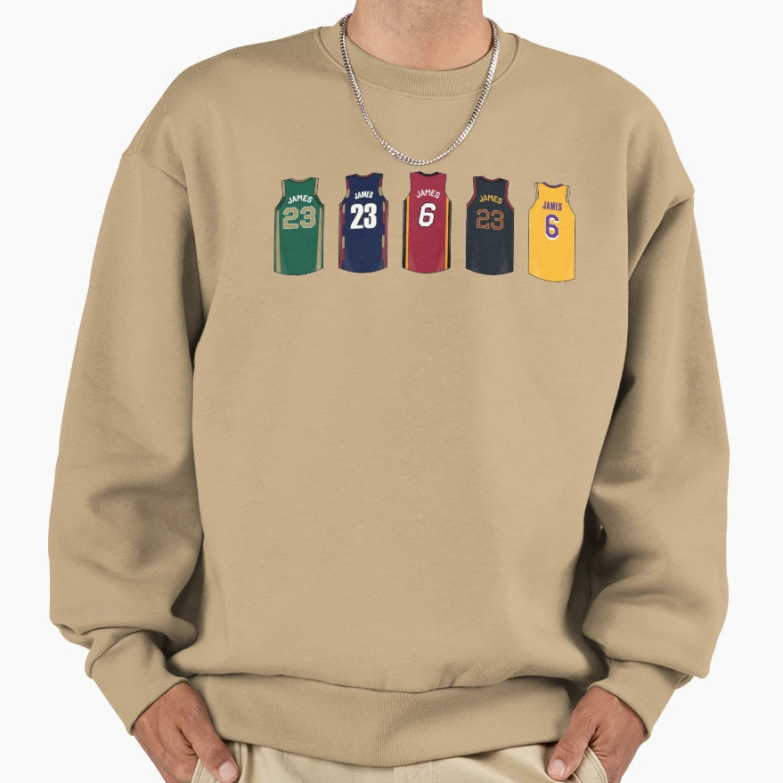 Lebron James Jersey History Sweatshirt - Aesthetic Graphic for Adults - T-Shirt, Sweatshirt, Hoodie