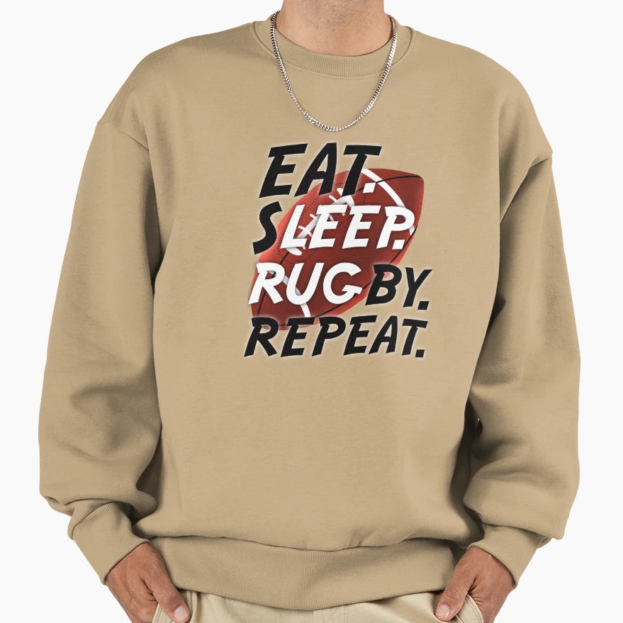 Eat Sleep Rugby Repeat 5 Sweatshirt - Custom Art Print for Adults - T-Shirt, Sweatshirt, Hoodie
