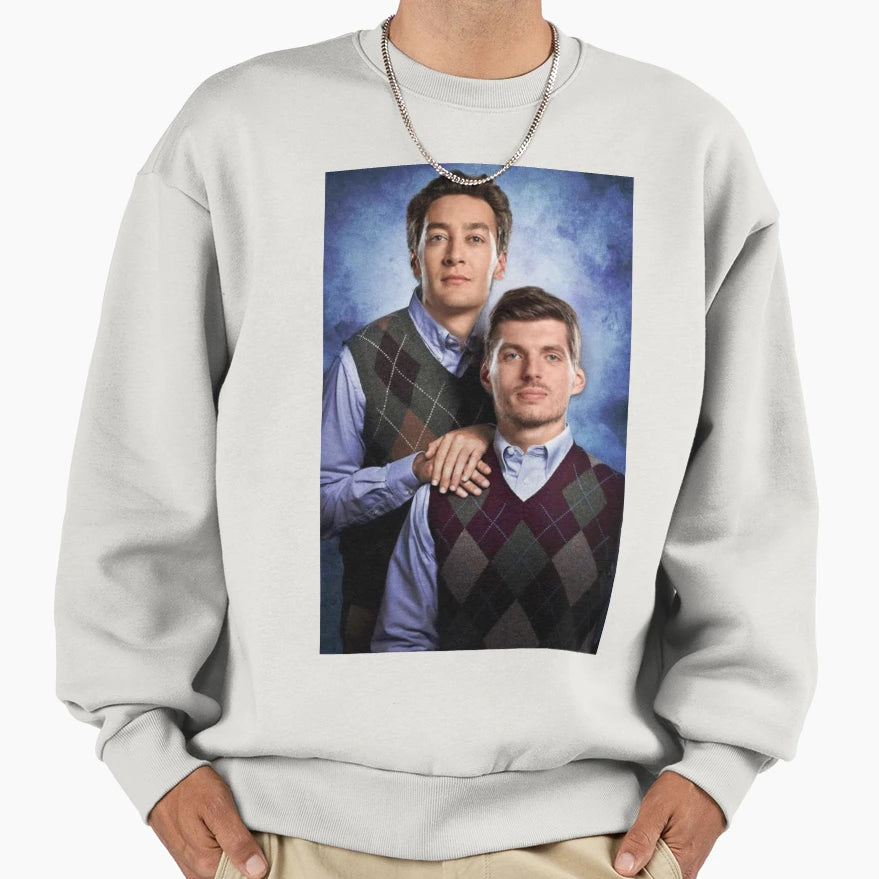Max Verstappen And George Russell F1 T-Shirt - Fun Novelty Design Unisex - T-Shirt, Sweatshirt, Hoodie
