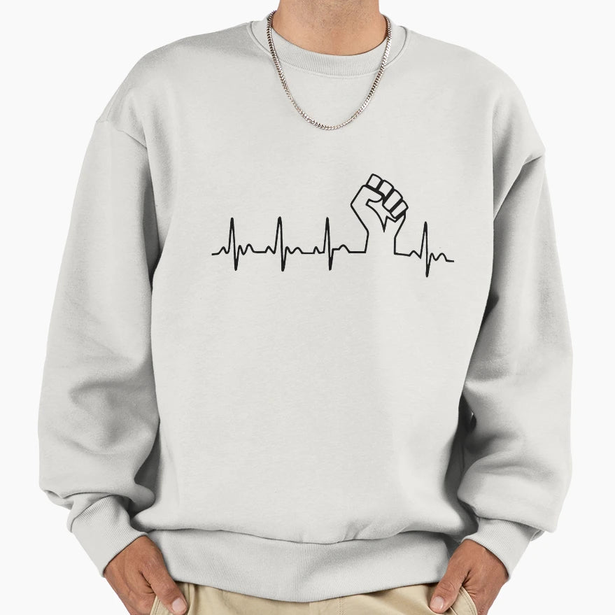 Black Fist Heartbeat Sweatshirt - Streetwear Style Men Women - T-Shirt, Sweatshirt, Hoodie
