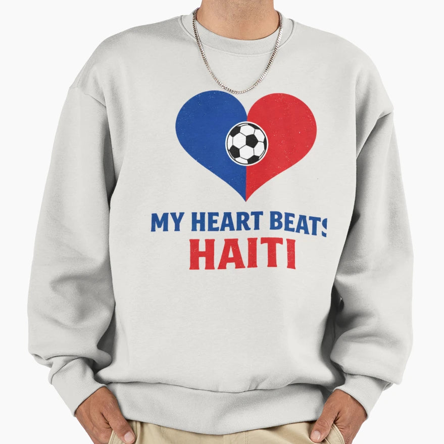 Haitian Soccer Heartbeat Haiti Is My Sweatshirt - Unique Graphic Men Women - T-Shirt, Sweatshirt, Hoodie