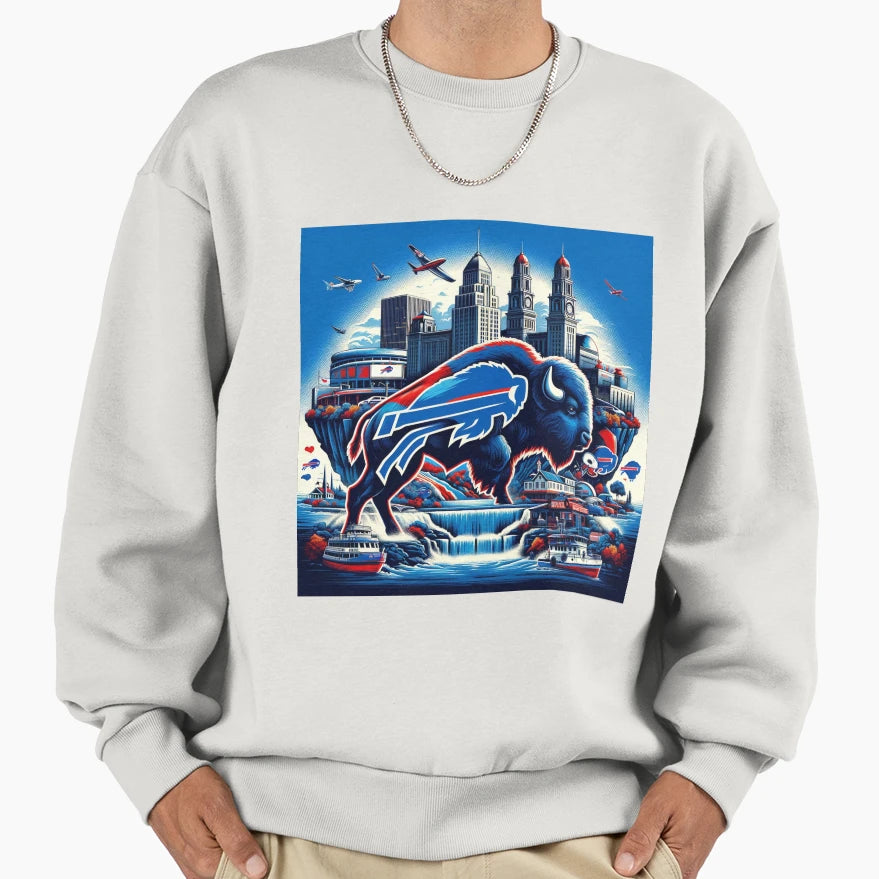 Buffalo Bills Artwork Sweatshirt - Trendy Graphic for Adults - T-Shirt, Sweatshirt, Hoodie