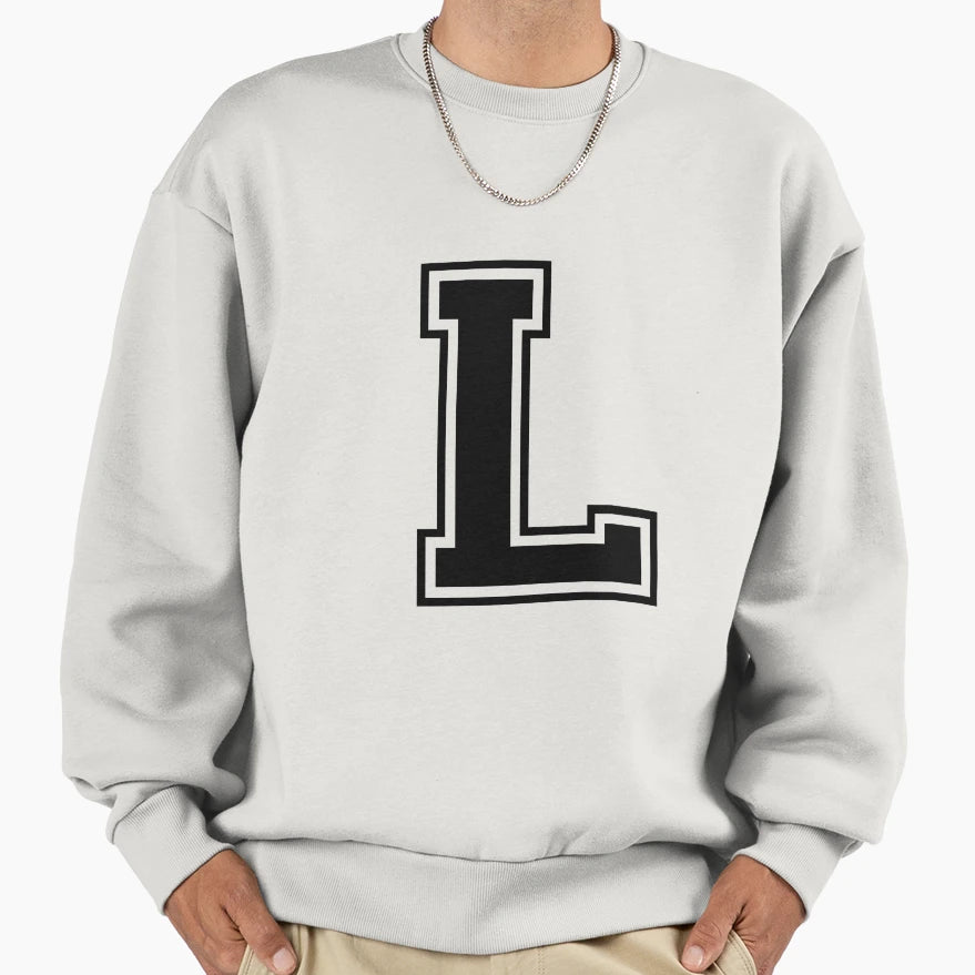 Letter L Black Sweatshirt - Graphic Print for Adults - T-Shirt, Sweatshirt, Hoodie