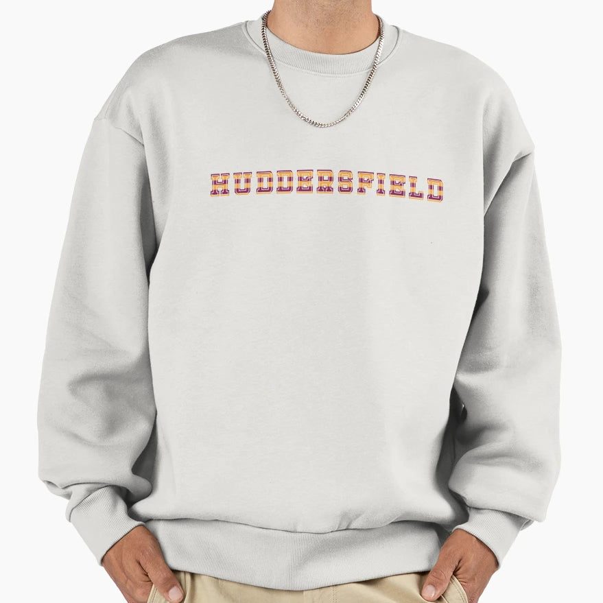 Huddersfield Word Rugby Colours Sweatshirt - Fun Novelty Design for Adults - T-Shirt, Sweatshirt, Hoodie
