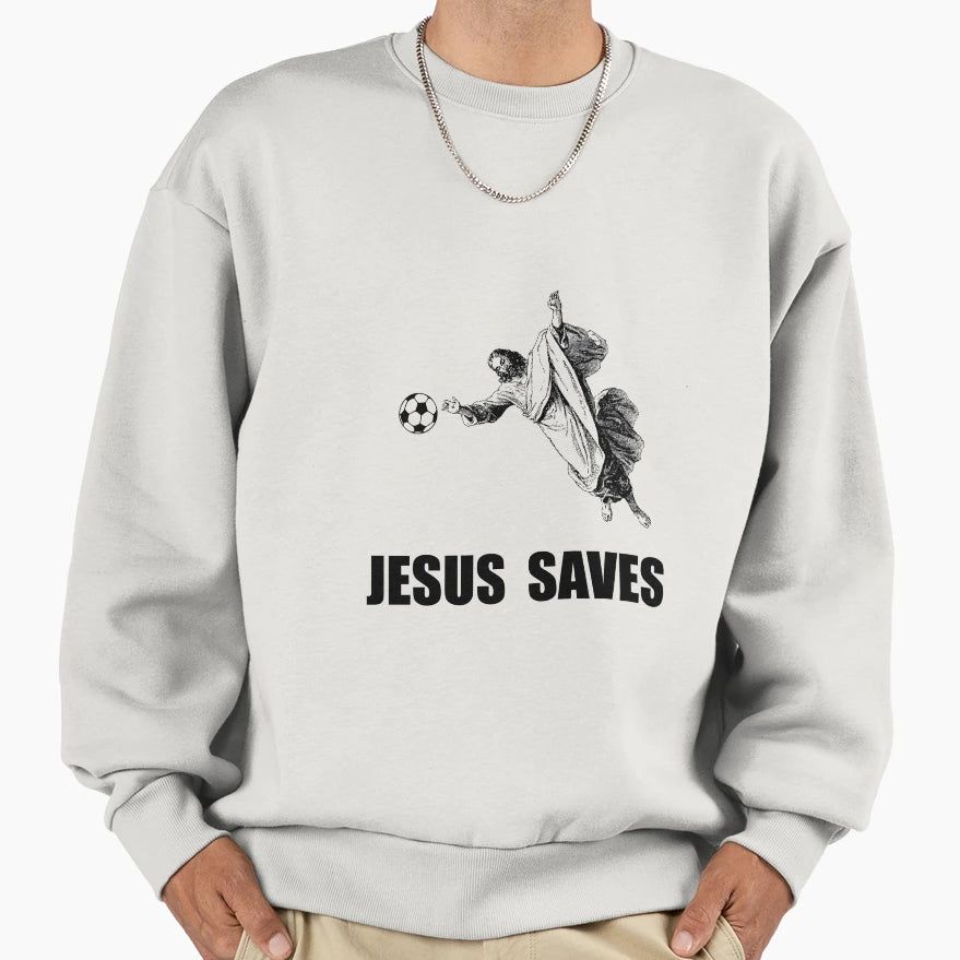 Jesus Saves Soccer Sweatshirt - Unique Graphic Unisex - T-Shirt, Sweatshirt, Hoodie