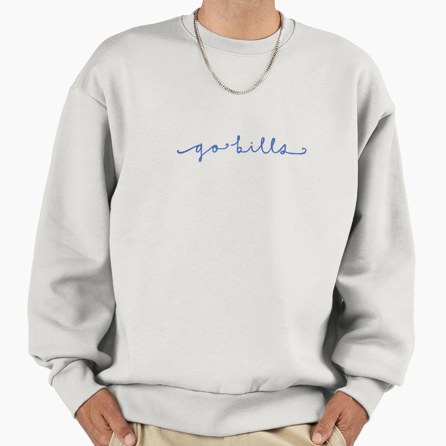 Go Bills Cursive Sweatshirt - Fun Novelty Design for Adults - T-Shirt, Sweatshirt, Hoodie