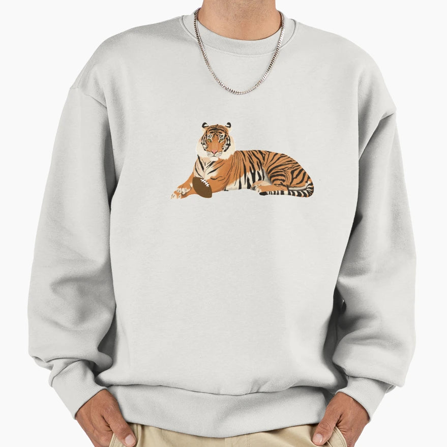 Football Tiger Sweatshirt - Minimalist Print Men Women - T-Shirt, Sweatshirt, Hoodie