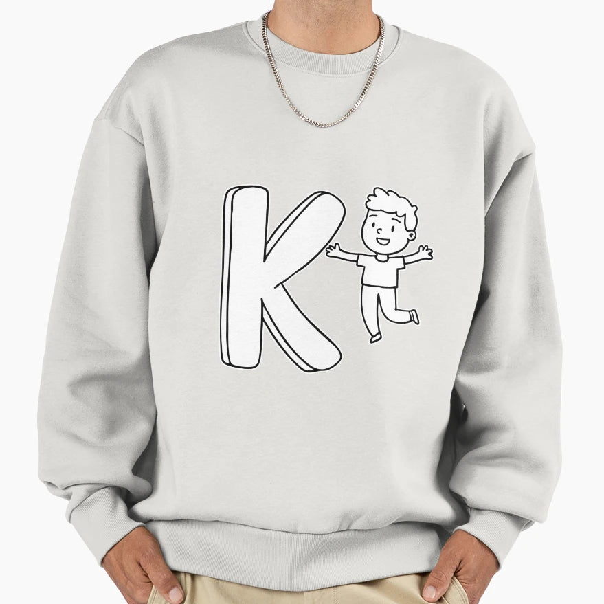 Illustration Beside Letter K Sweatshirt - Trendy Graphic Men Women - T-Shirt, Sweatshirt, Hoodie