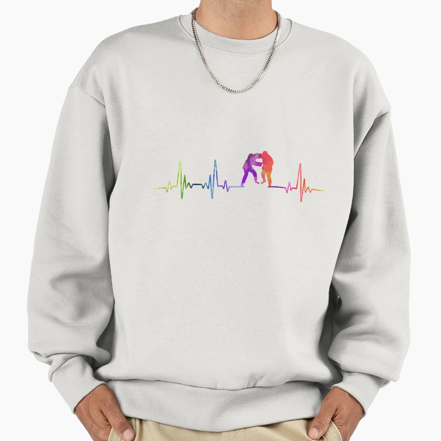Judo Heartbeat Watercolor Sweatshirt - Novelty Apparel Men Women - T-Shirt, Sweatshirt, Hoodie