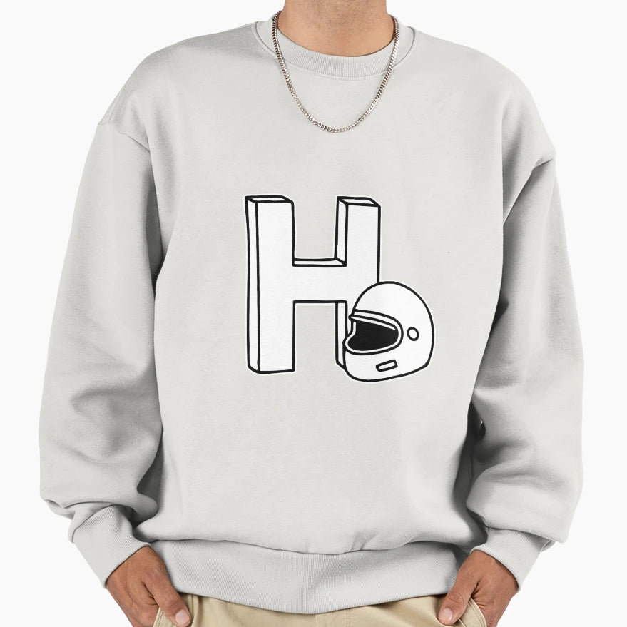 Letter H Beside Helmet Sweatshirt - Streetwear Style Unisex - T-Shirt, Sweatshirt, Hoodie