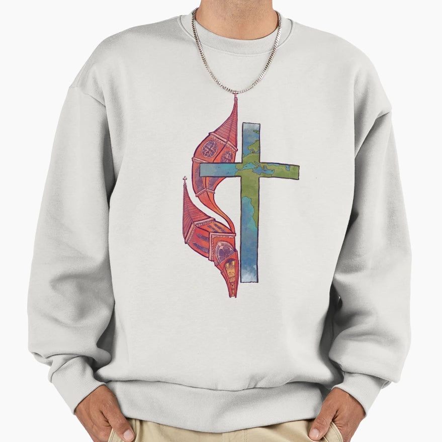Church And World Sweatshirt - Minimalist Print for Adults - T-Shirt, Sweatshirt, Hoodie