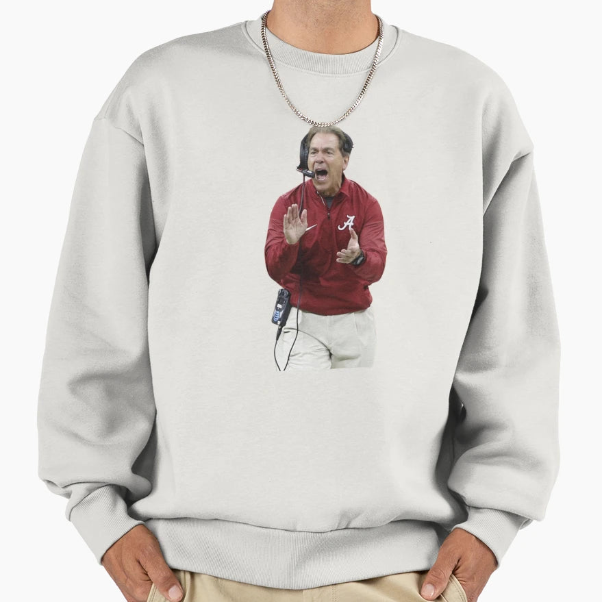 Nick Saban Screaming Sweatshirt - Minimalist Print for Adults - T-Shirt, Sweatshirt, Hoodie