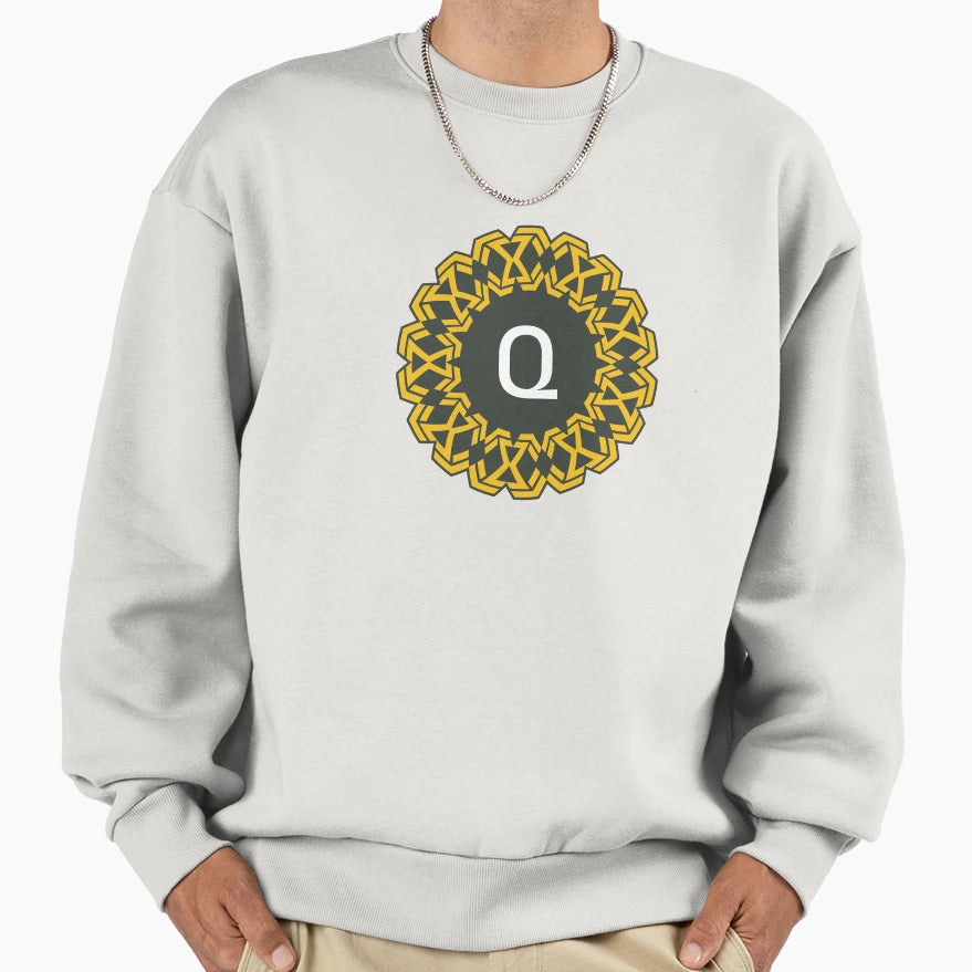 Ornamental Letter Q Emblem Sweatshirt - Aesthetic Graphic for Adults - T-Shirt, Sweatshirt, Hoodie