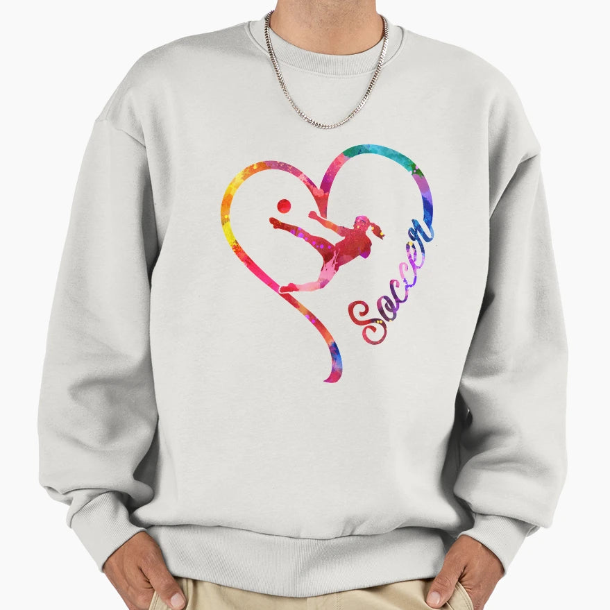 Soccer Heart Sweatshirt - Custom Art Print for Adults - T-Shirt, Sweatshirt, Hoodie