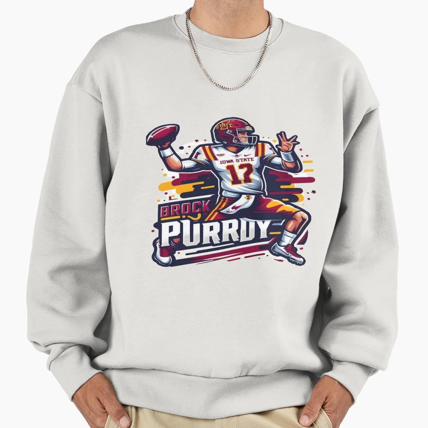 Purdy Powerhouse Quarterback Sweatshirt - Novelty Apparel for Adults - T-Shirt, Sweatshirt, Hoodie