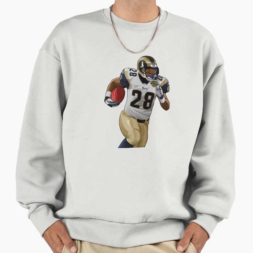 Marshall Faulk 28 Carries Ball Sweatshirt - Graphic Print for Adults - T-Shirt, Sweatshirt, Hoodie