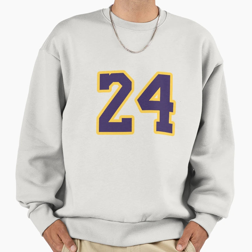 Kobe Bryant 24 White Sweatshirt - Trendy Graphic Unisex - T-Shirt, Sweatshirt, Hoodie