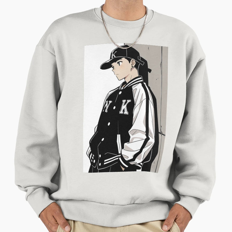 Black Varsity Jacket Snapback Sweatshirt - Graphic Print Men Women - T-Shirt, Sweatshirt, Hoodie