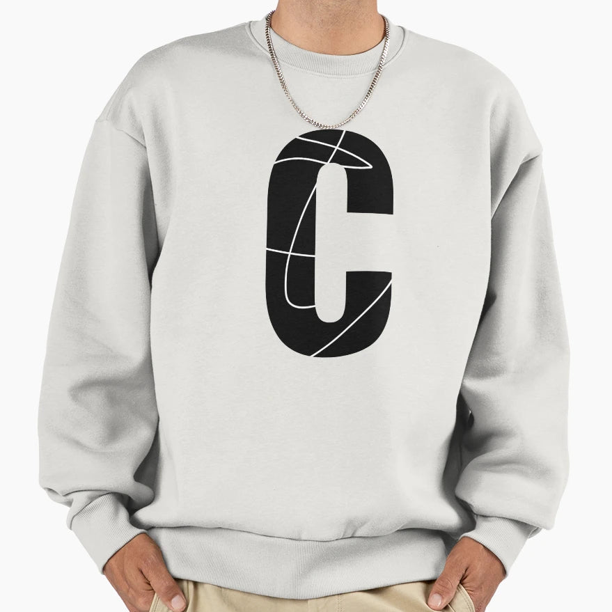C Alphabet Black Color Stylish Sweatshirt - Minimalist Print for Adults - T-Shirt, Sweatshirt, Hoodie
