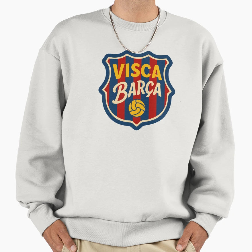 Fc Barcelona Visca Barca Badge Sweatshirt - Casual Everyday Wear Unisex - T-Shirt, Sweatshirt, Hoodie