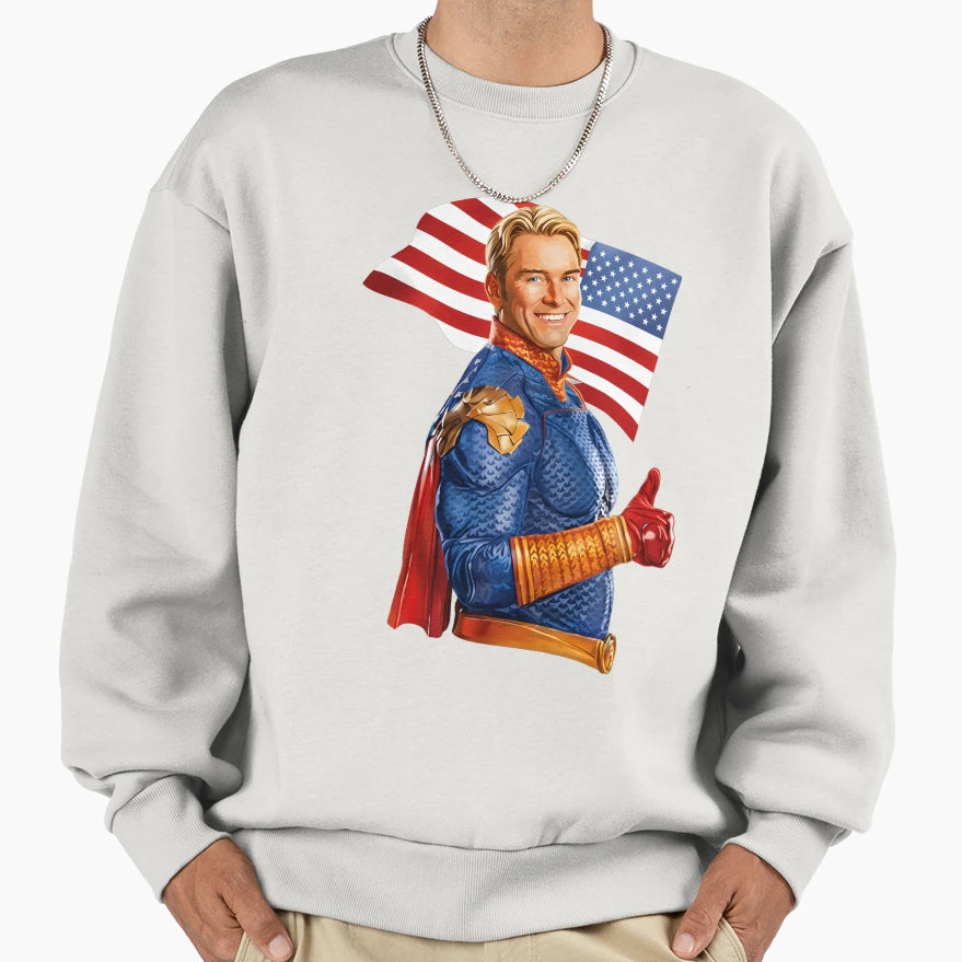 Homelander Superhero Parody Sweatshirt - Trendy Graphic for Adults - T-Shirt, Sweatshirt, Hoodie