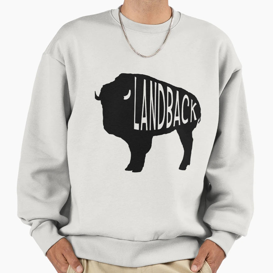 Landback Bison Dark Sweatshirt - Fun Novelty Design Unisex - T-Shirt, Sweatshirt, Hoodie