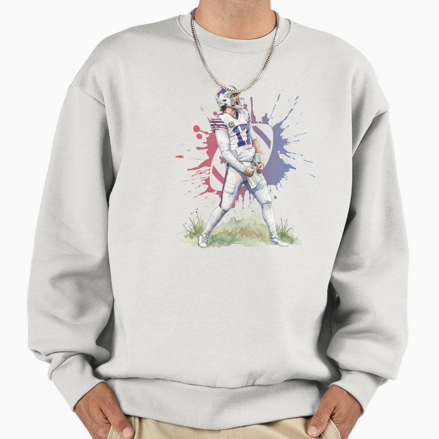 JA 17 Buffalo Football Watercolor Sweatshirt - Novelty Apparel Men Women - T-Shirt, Sweatshirt, Hoodie