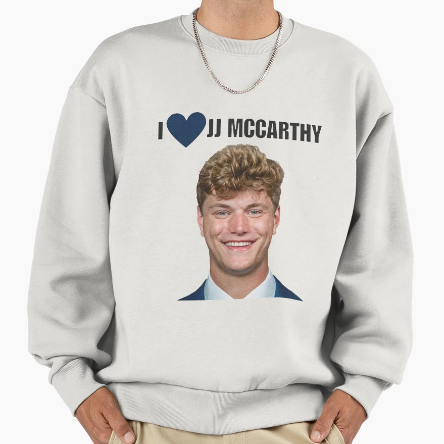 Jj Mccarthy Heart Sweatshirt - Trendy Graphic for Adults - T-Shirt, Sweatshirt, Hoodie