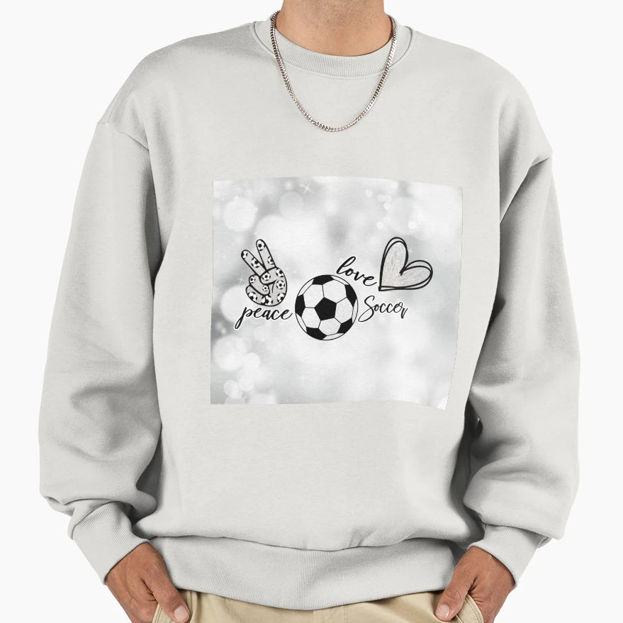 Peace Love Soccer Sweatshirt - Minimalist Print for Adults - T-Shirt, Sweatshirt, Hoodie