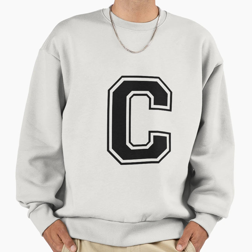Letter C Black Sweatshirt - Graphic Print for Adults - T-Shirt, Sweatshirt, Hoodie